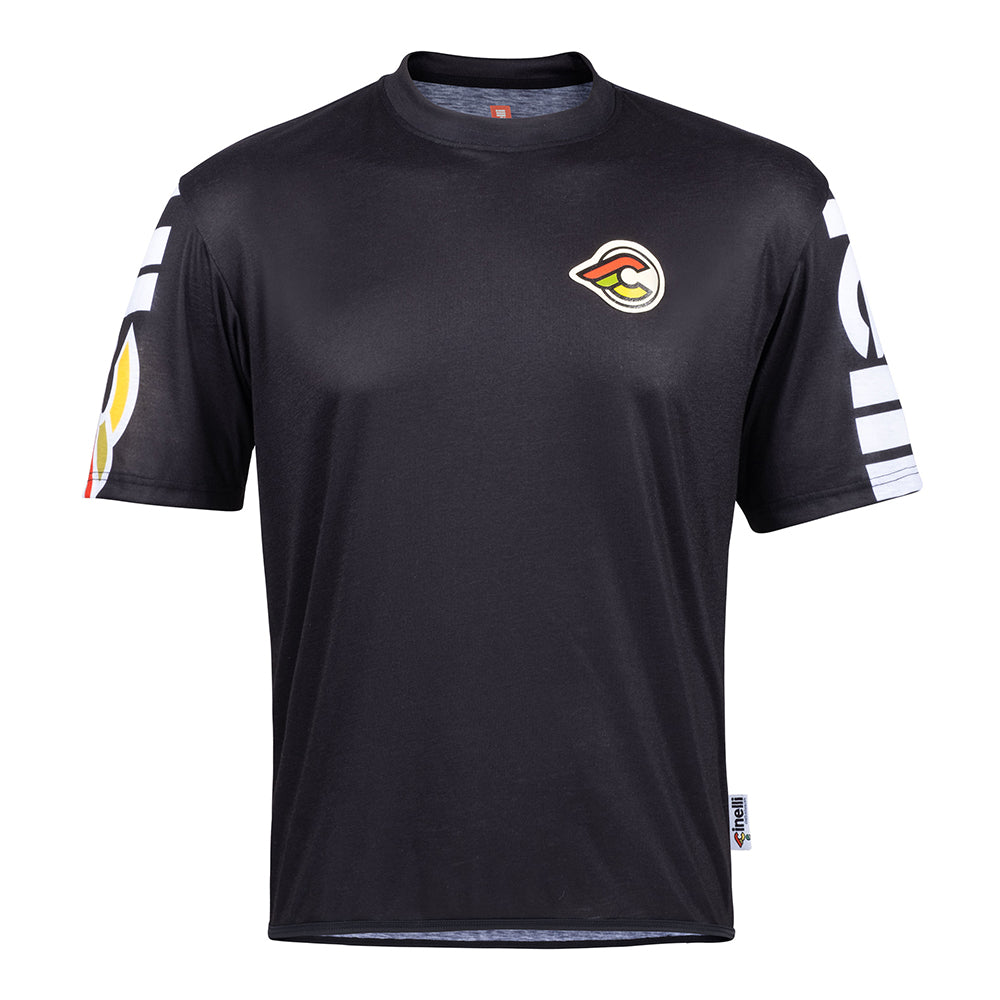 cinelli-mega-logo-t-shirt-technique-noir-manches-courtes image 1