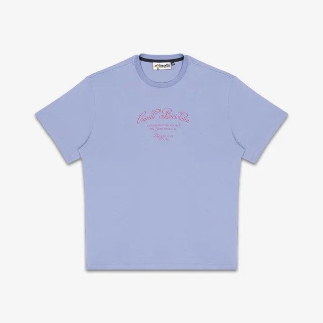 cinelli-t-shirt-via-folli-blue-coton-bio-made-in-italy image 1