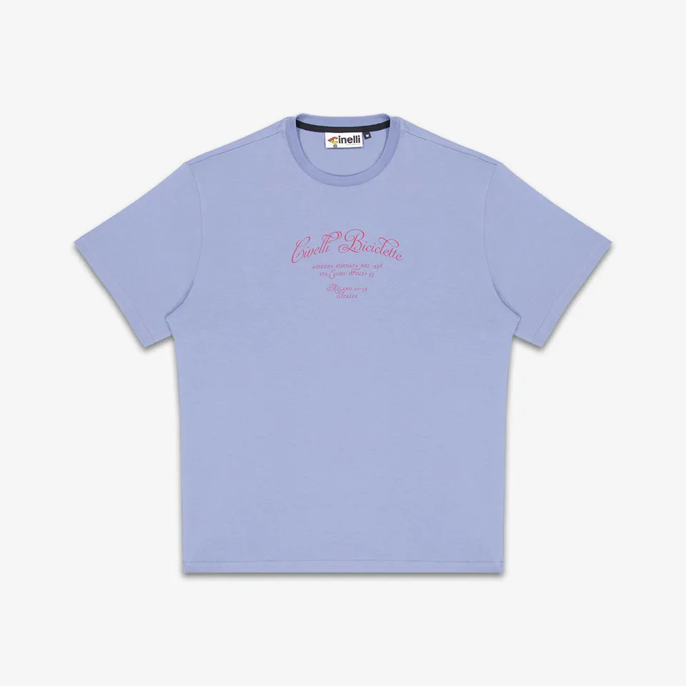 cinelli-t-shirt-via-folli-blue-coton-bio-made-in-italy image 1