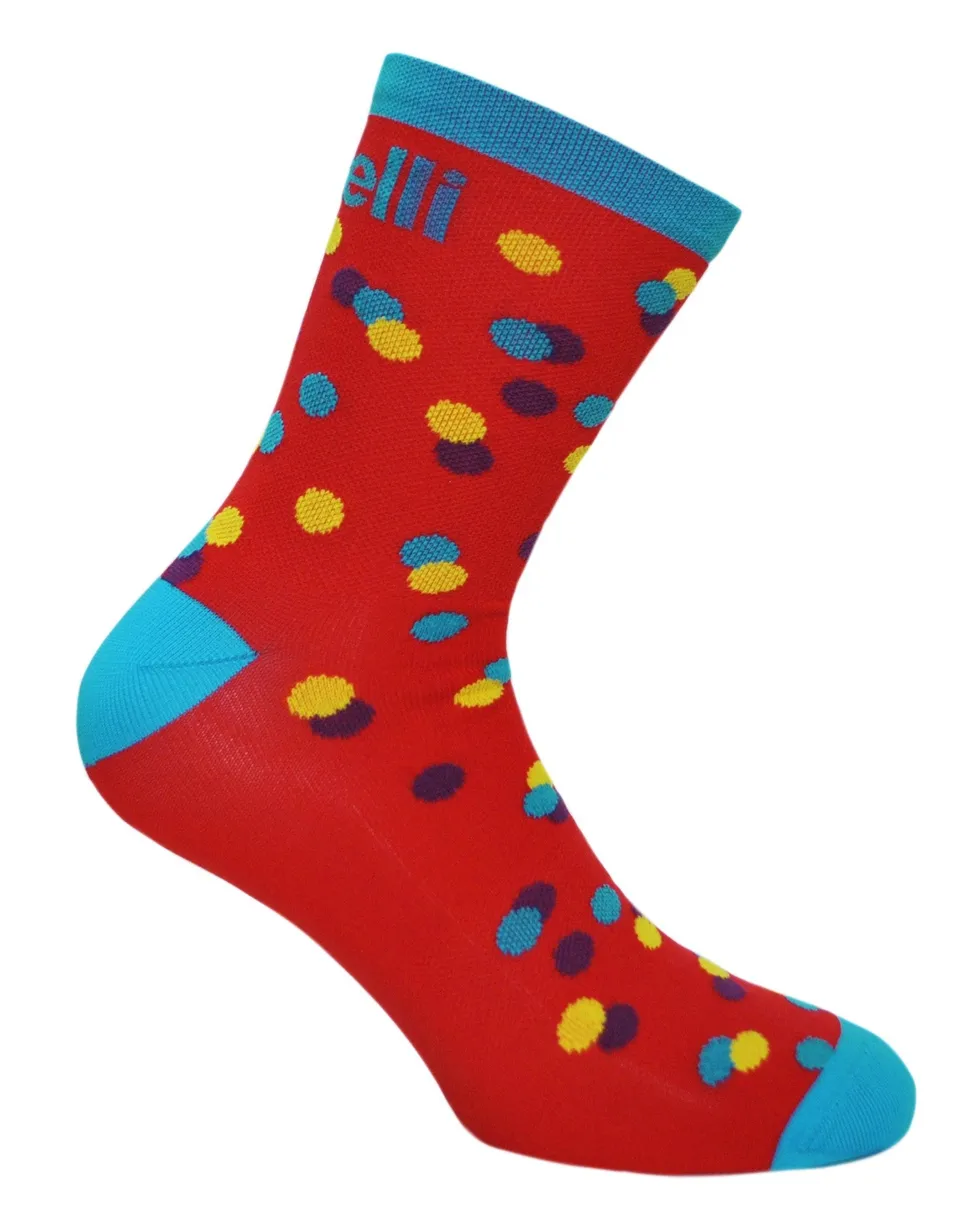 cinelli-caleido-dots-chaussettes-cyclisme-rouge image 1