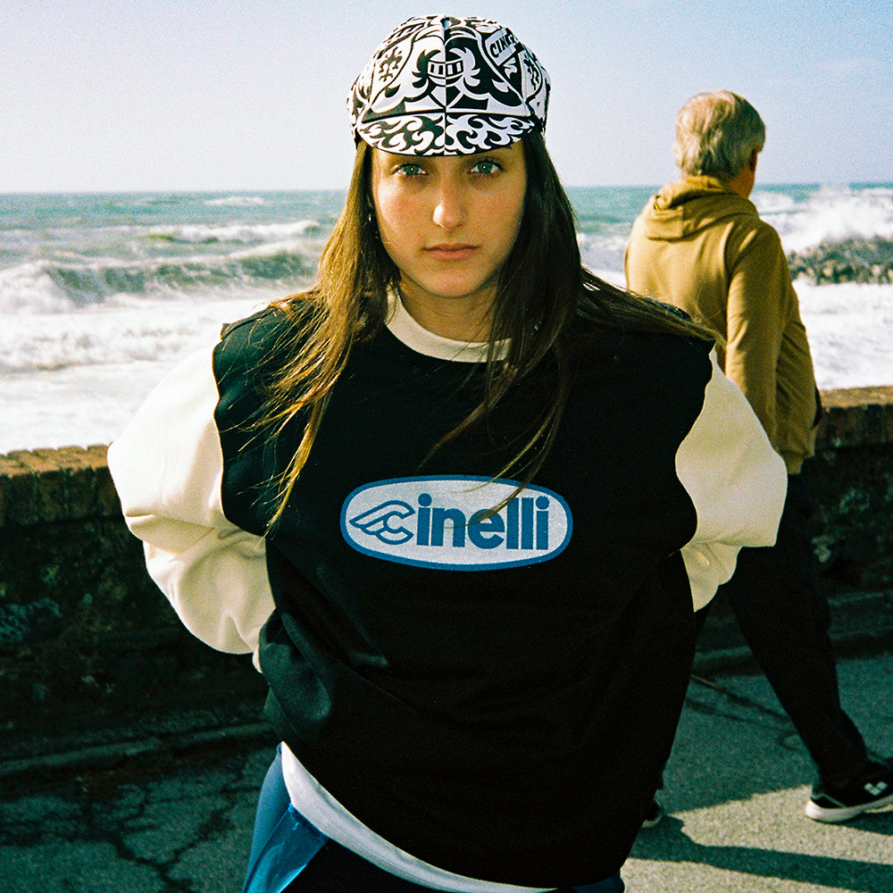 cinelli-crewneck-oval-black-white-sweat-col-rond image 2