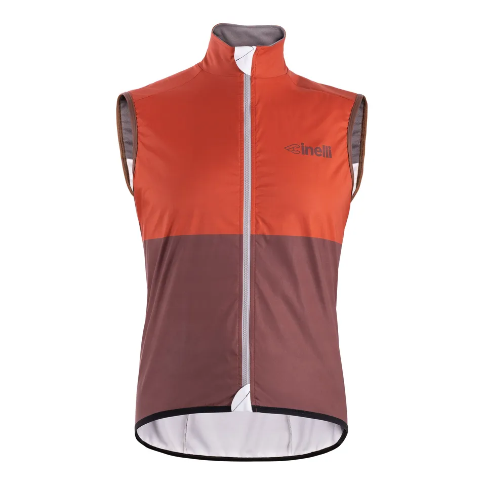 cinelli-tempo-gilet-hiver-marron-block-coupe-vent image 1