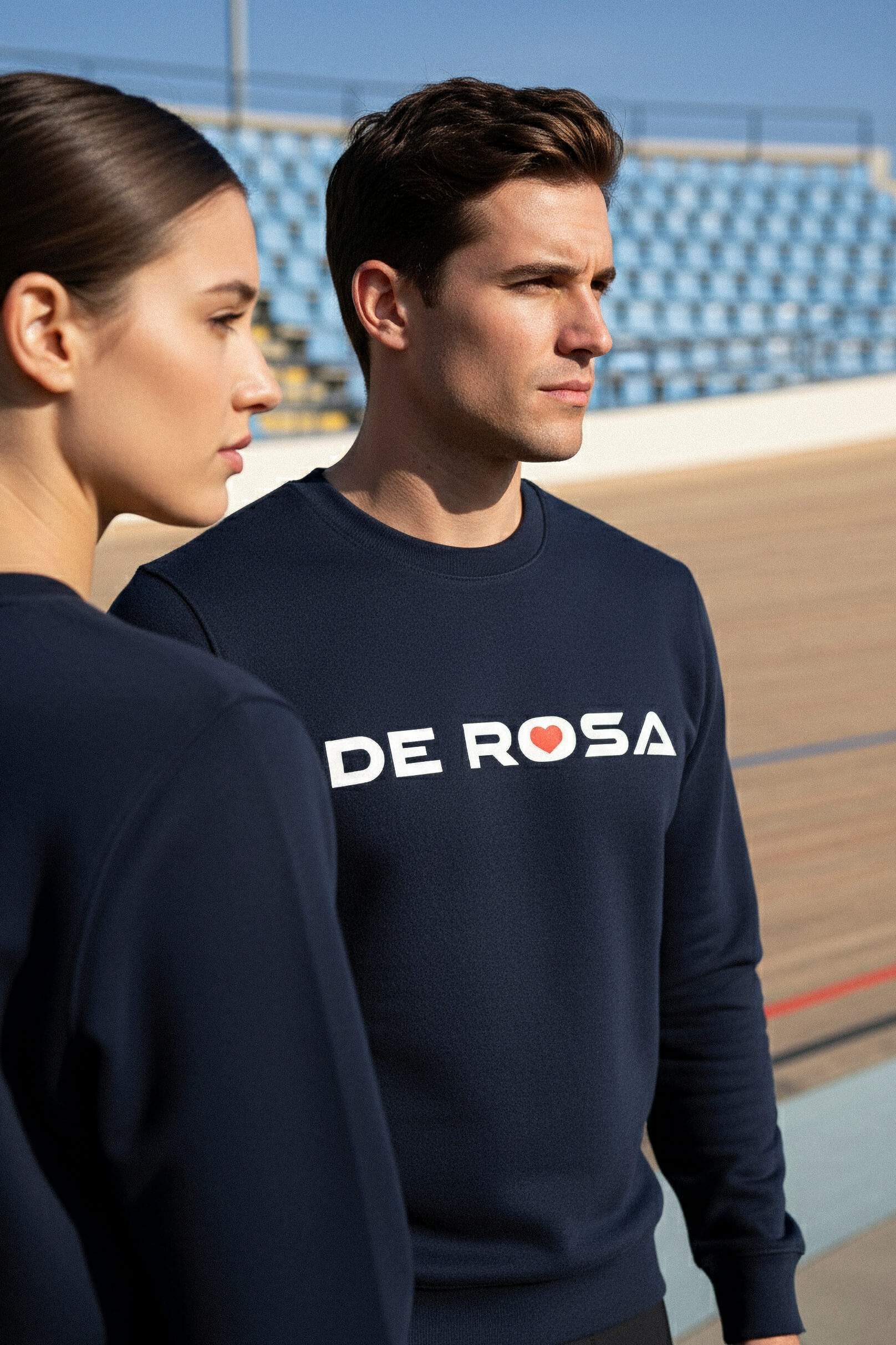 de-rosa-crewneck-sweatshirt-print-sweat-bleu-marine-logo-blanc image 1