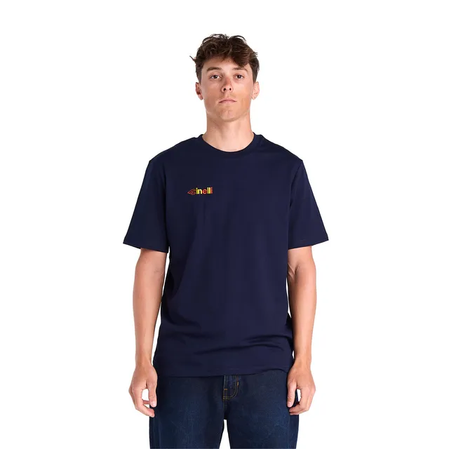 cinelli-t-shirt-logo-brod-e-bleu-coton-bio-180-gsm image 1