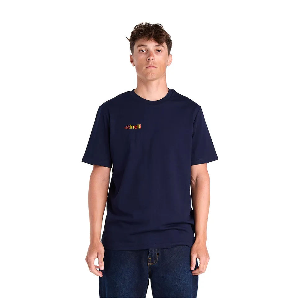 cinelli-t-shirt-logo-brod-e-bleu-coton-bio-180-gsm image 1