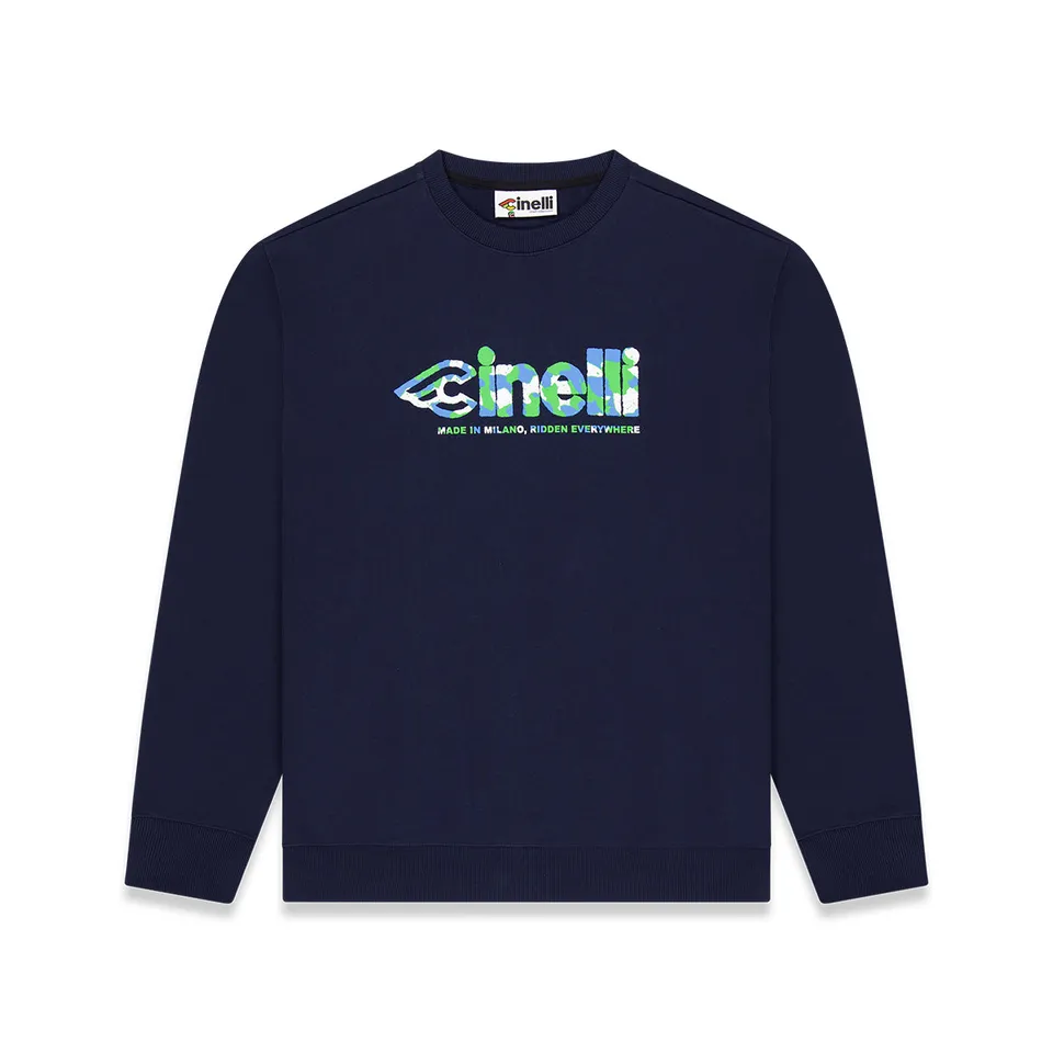 cinelli-crewneck-global-cycling-blue-sweat-col-rond-unisexe image 1