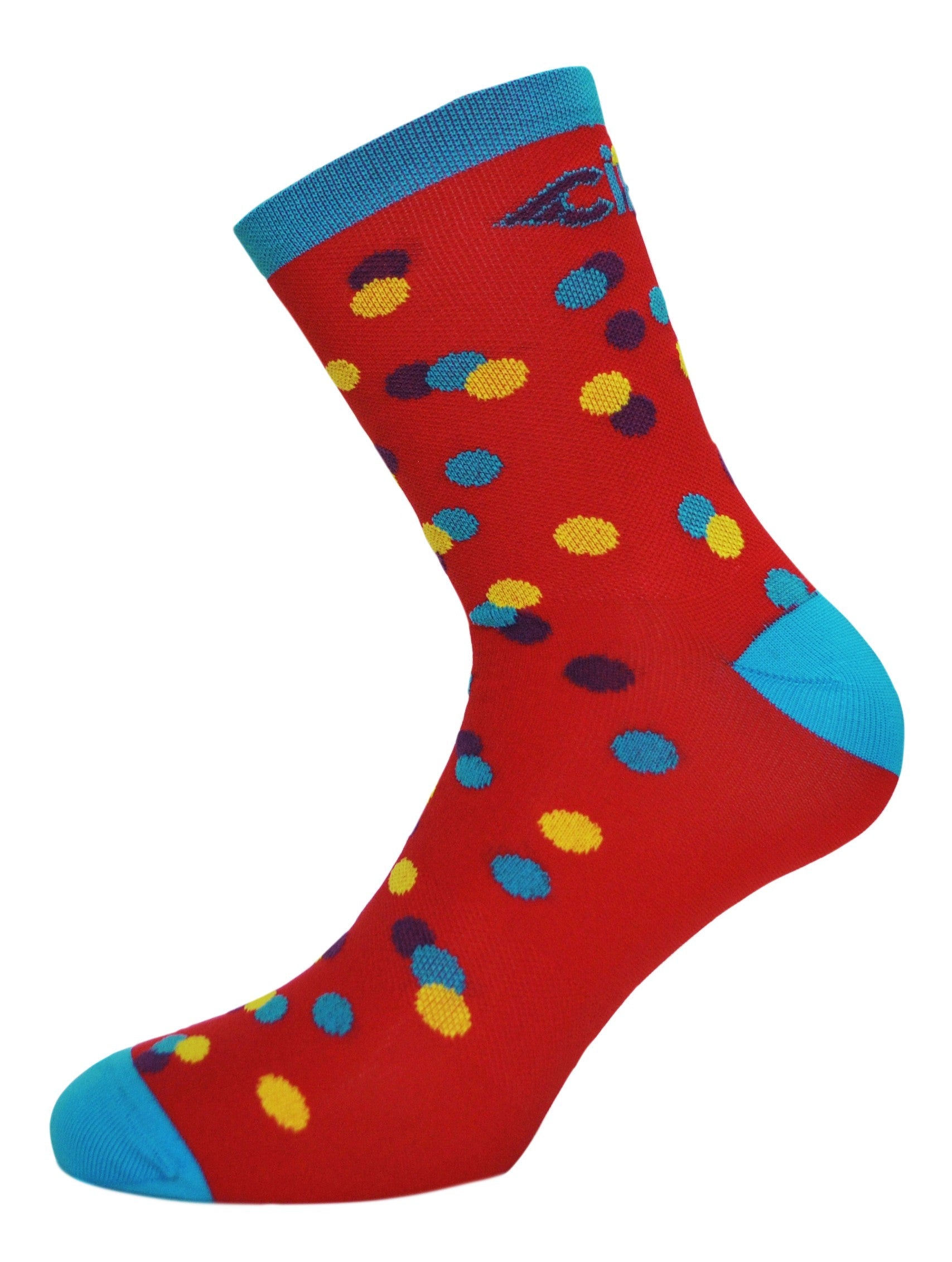 cinelli-caleido-dots-chaussettes-cyclisme-rouge image 2