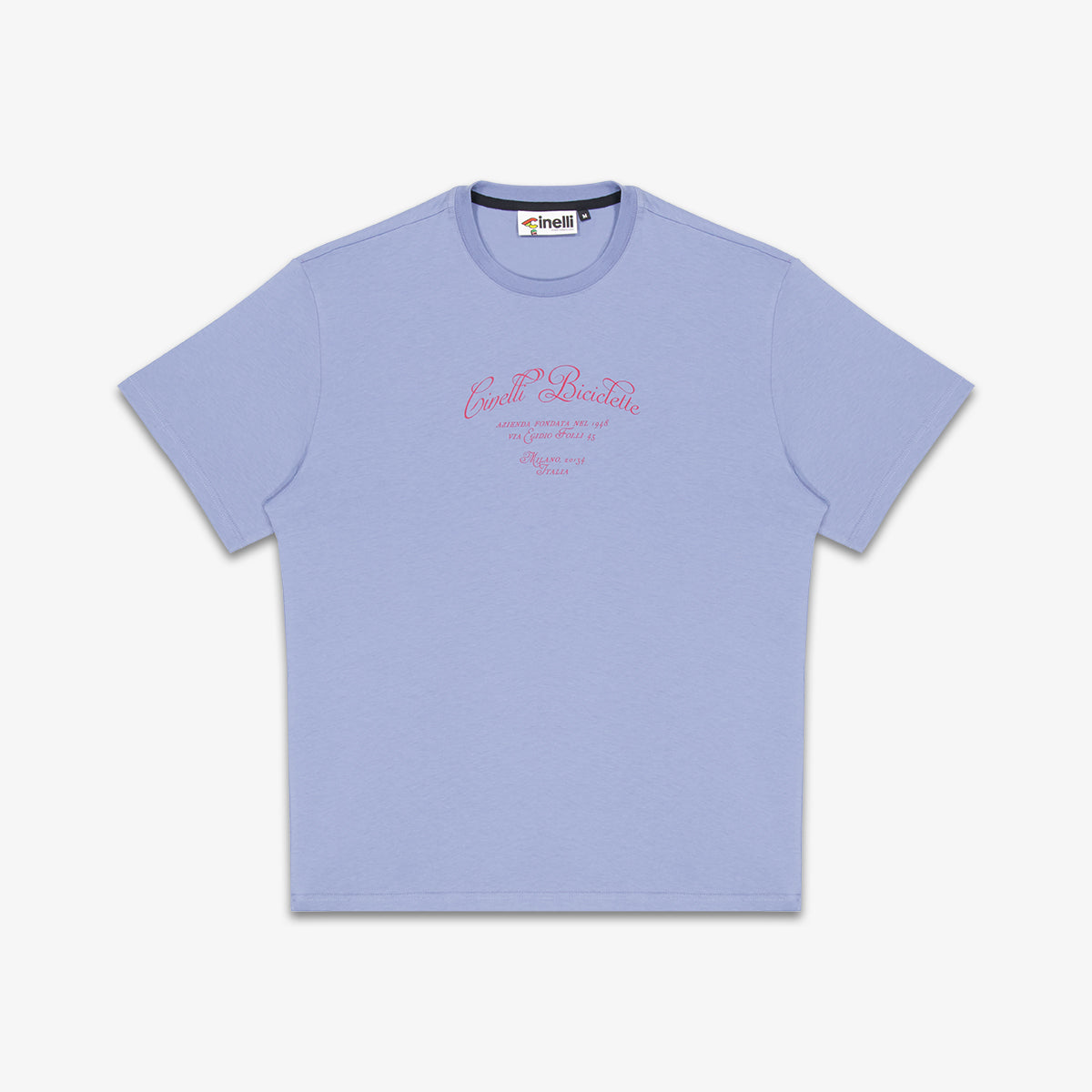 cinelli-t-shirt-via-folli-blue-coton-bio-made-in-italy image 1