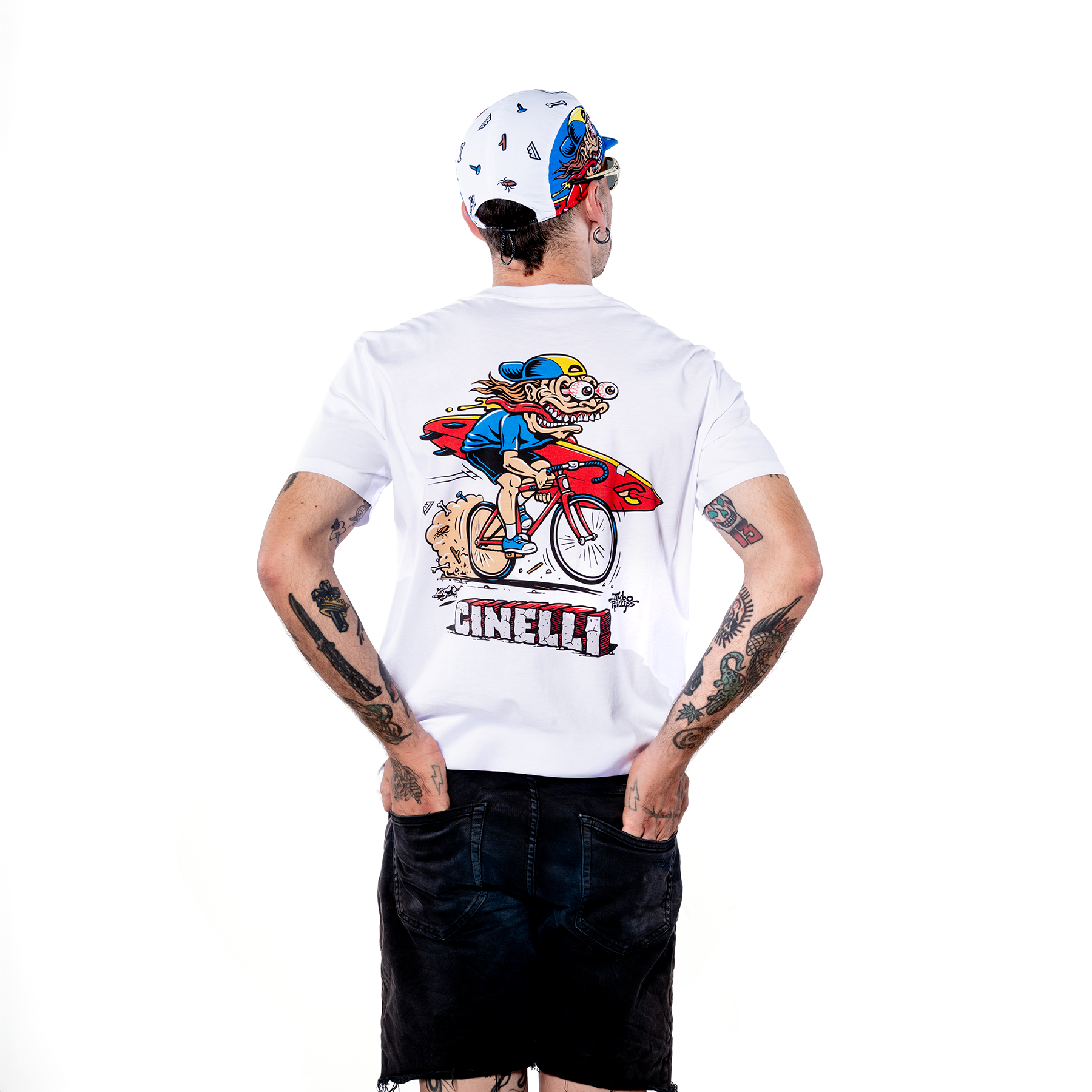 cinelli-t-shirt-jimbo-phillips-white-coton-bio-180gsm-coupe-boxy image 1