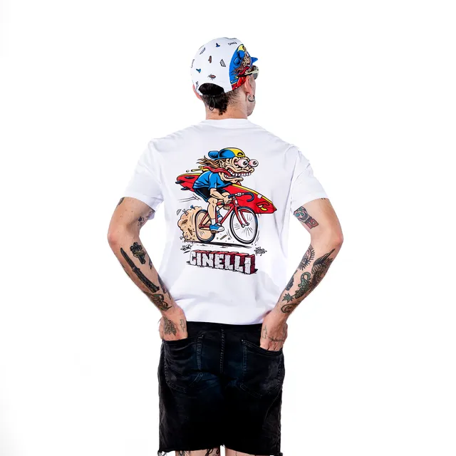 cinelli-t-shirt-jimbo-phillips-white-coton-bio-180gsm-coupe-boxy image 1