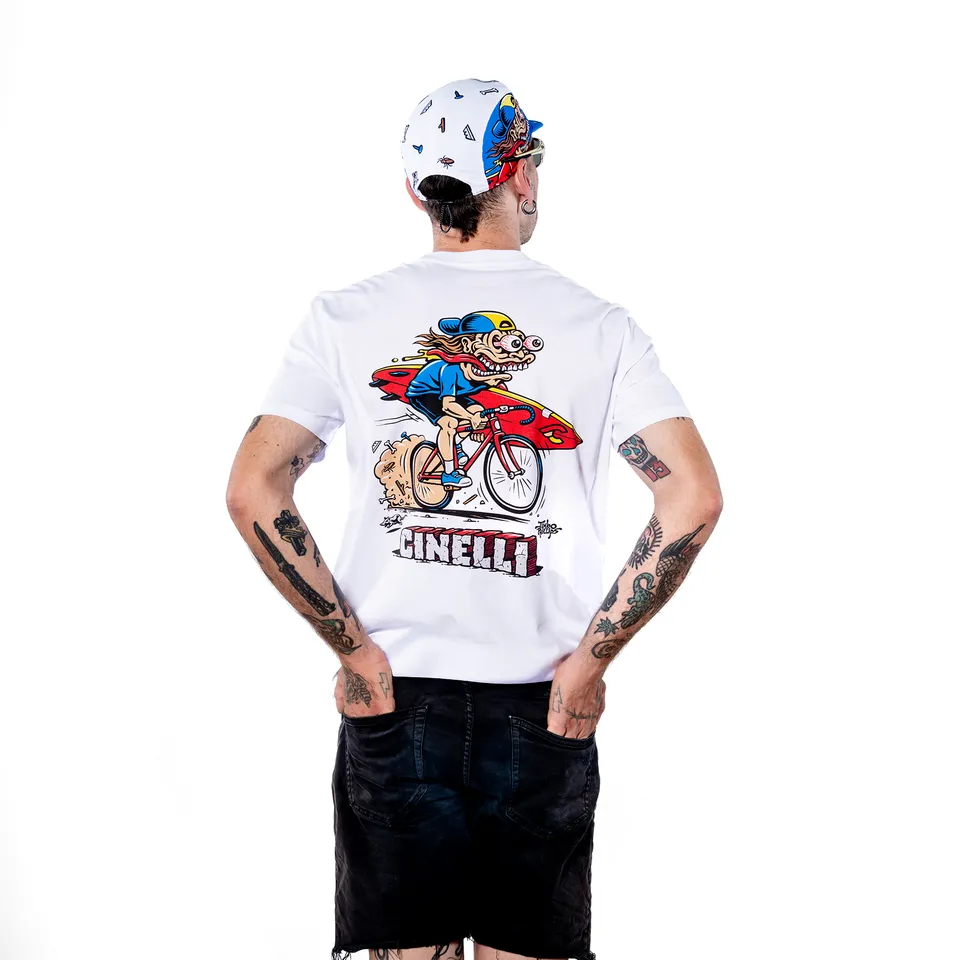 cinelli-t-shirt-jimbo-phillips-white-coton-bio-180gsm-coupe-boxy image 1