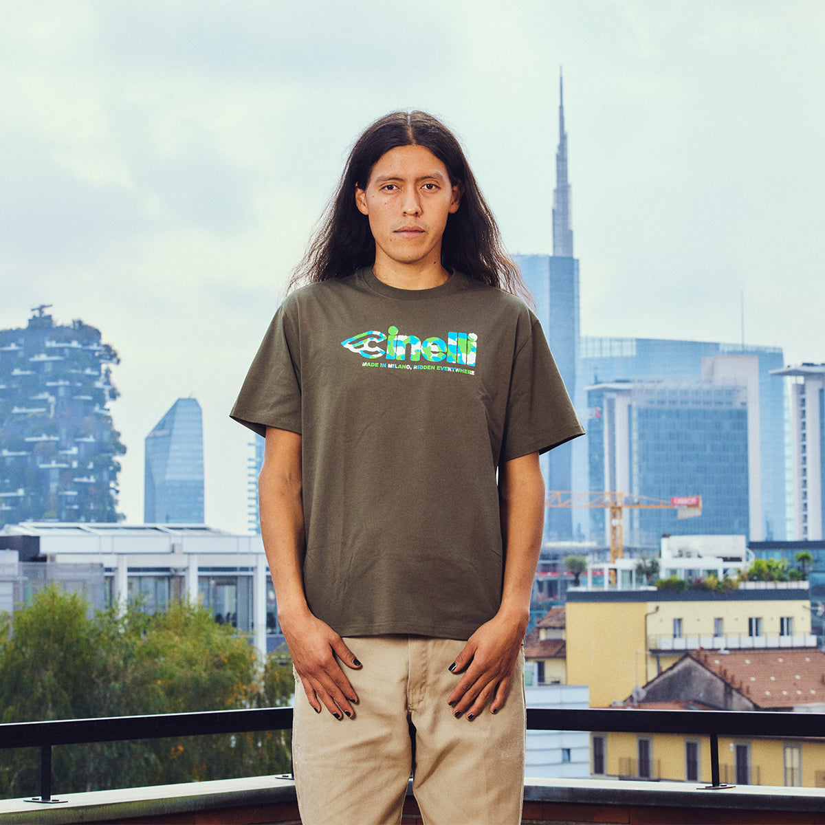 cinelli-t-shirt-global-cycling-army-green-t-shirt image 3