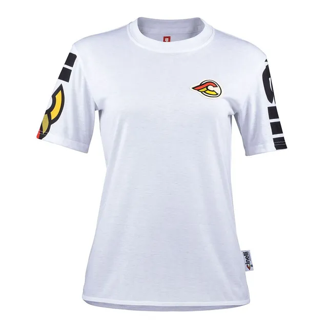cinelli-tech-tee-manches-courtes-mega-logo-white-t-shirt-gravel-respirant image 1