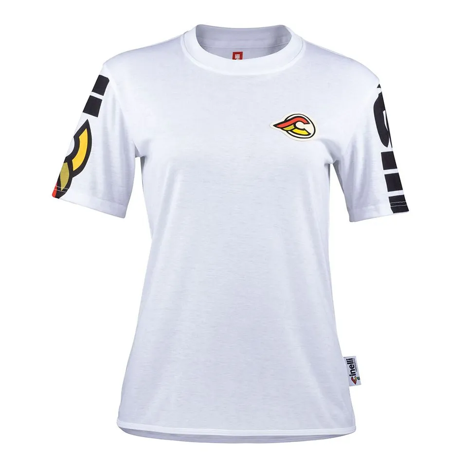 cinelli-tech-tee-manches-courtes-mega-logo-white-t-shirt-gravel-respirant image 1